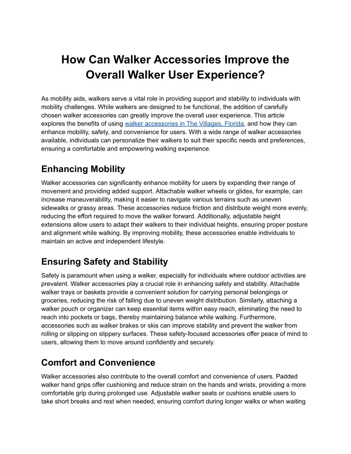 how can walker accessories improve the overall