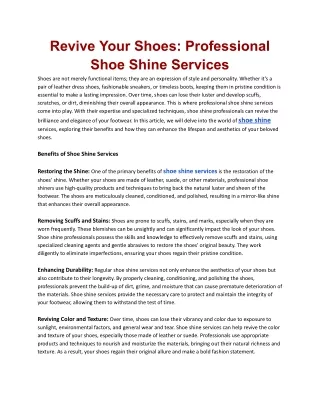 Revive Your Shoes: Professional Shoe Shine Services