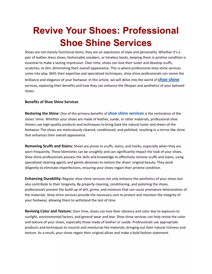 revive your shoes professional shoe shine services