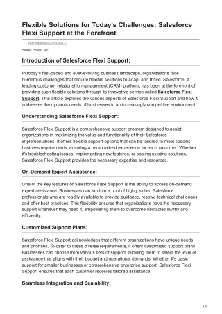 Flexible Solutions for Todays Challenges Salesforce Flexi Support at the Forefront