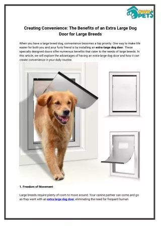 Creating Convenience The Benefits of an Extra Large Dog Door for Large Breeds