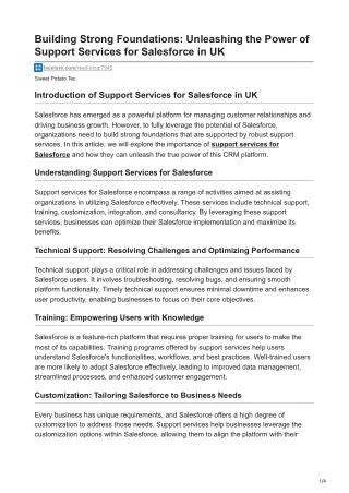 Building Strong Foundations Unleashing the Power of Support Services for Salesforce in UK