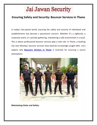Ensuring Safety and Security Bouncer Services in Thane
