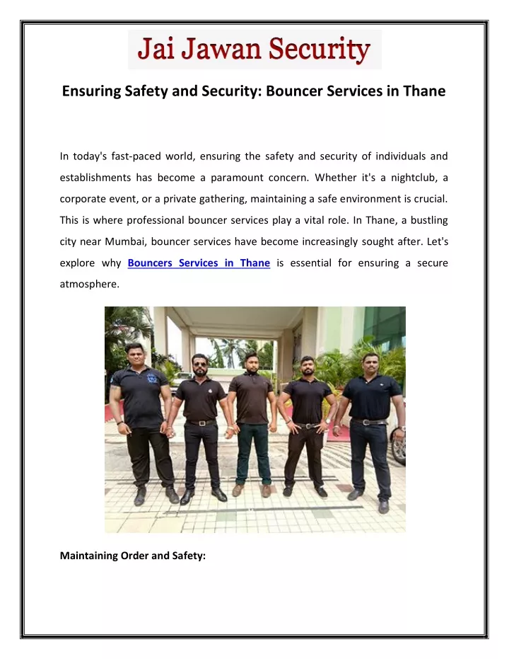 ensuring safety and security bouncer services