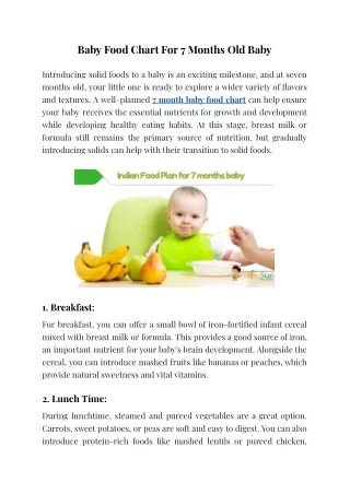 Baby Food Chart For 7 Months Old Baby