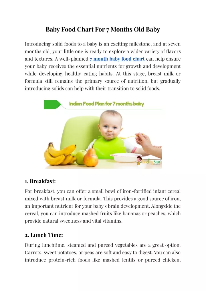 baby food chart for 7 months old baby