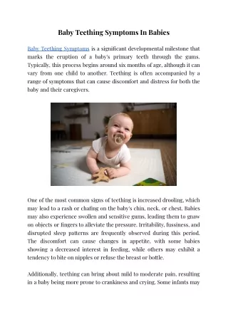 Baby Teething Symptoms In Babies