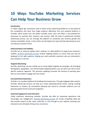 10 ways youtube marketing services can help your