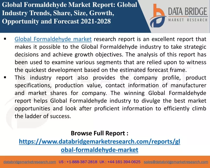 global formaldehyde market report global industry