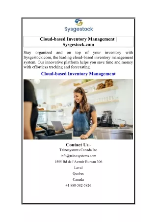 Cloud-based Inventory Management  Sysgestock.com