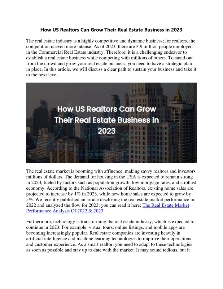 how us realtors can grow their real estate