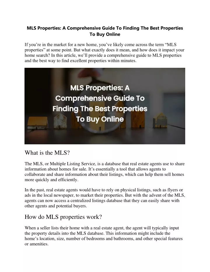 mls properties a comprehensive guide to finding