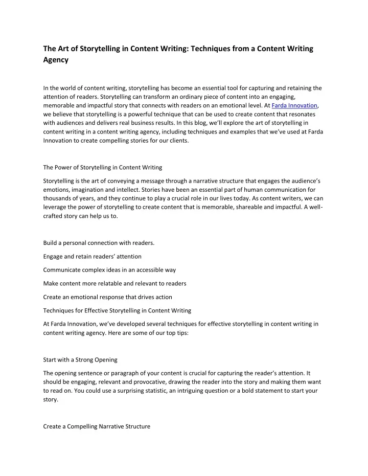 PPT The Art Of Storytelling In Content Writing Techniques From A 