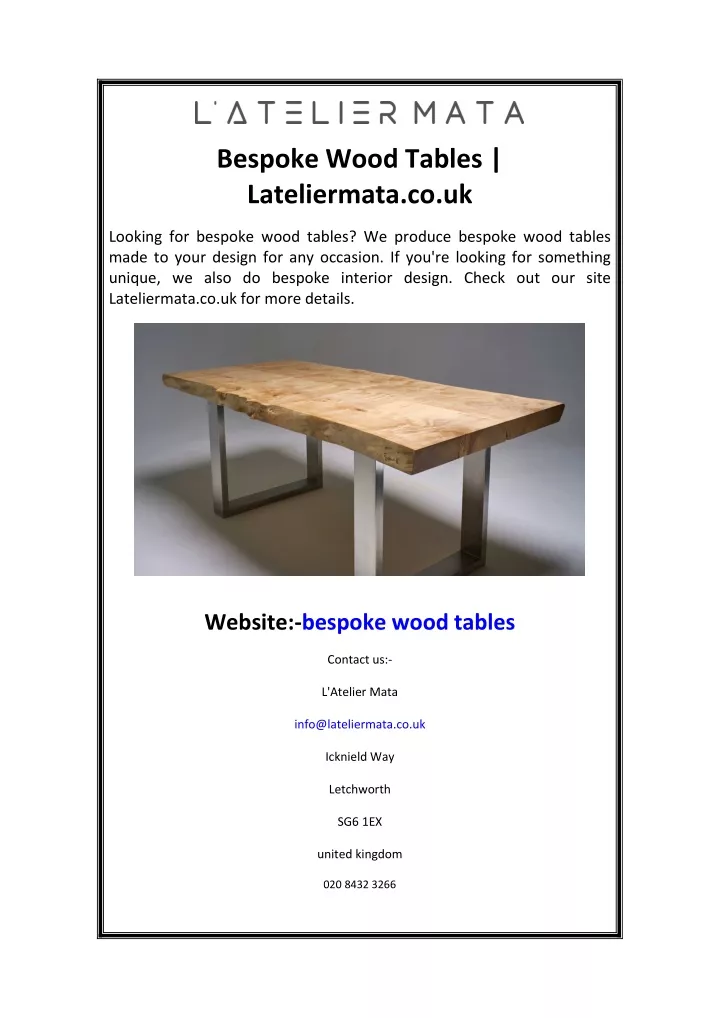 bespoke wood tables lateliermata co uk