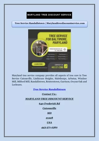 Tree Service Randallstown | Marylandtreediscountservice.com