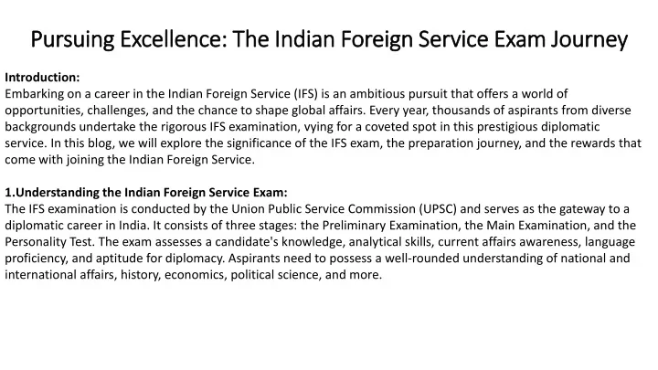 pursuing excellence the indian foreign service exam journey