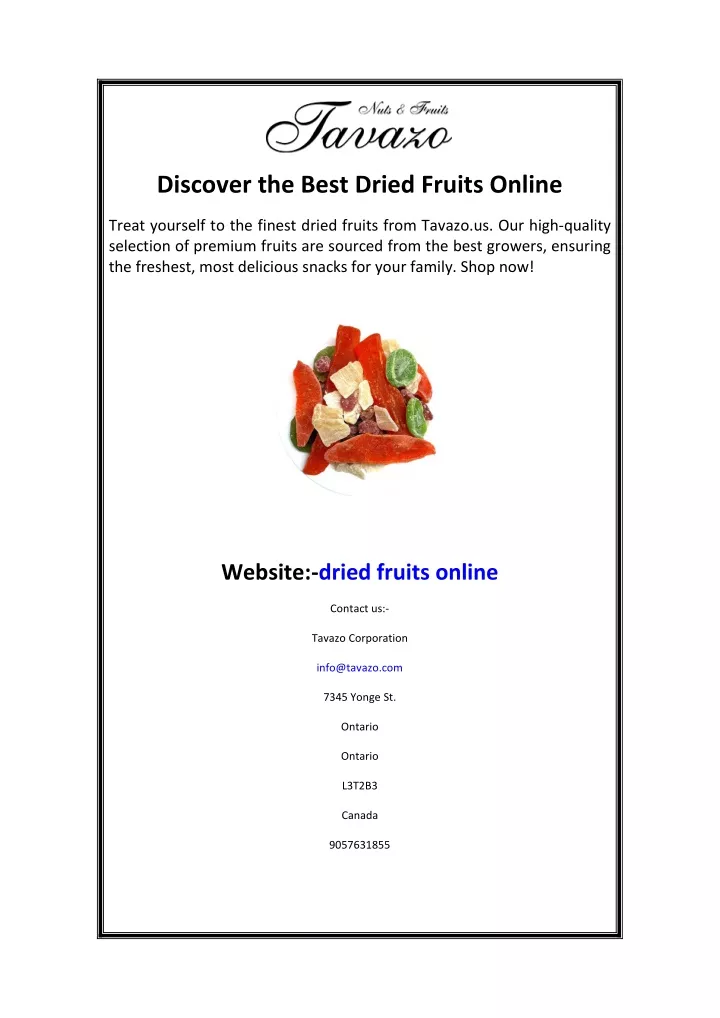 discover the best dried fruits online
