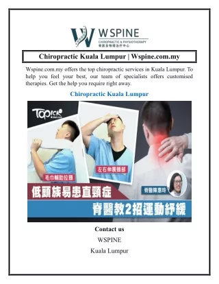 Chiropractic Kuala Lumpur  Wspine.com.my