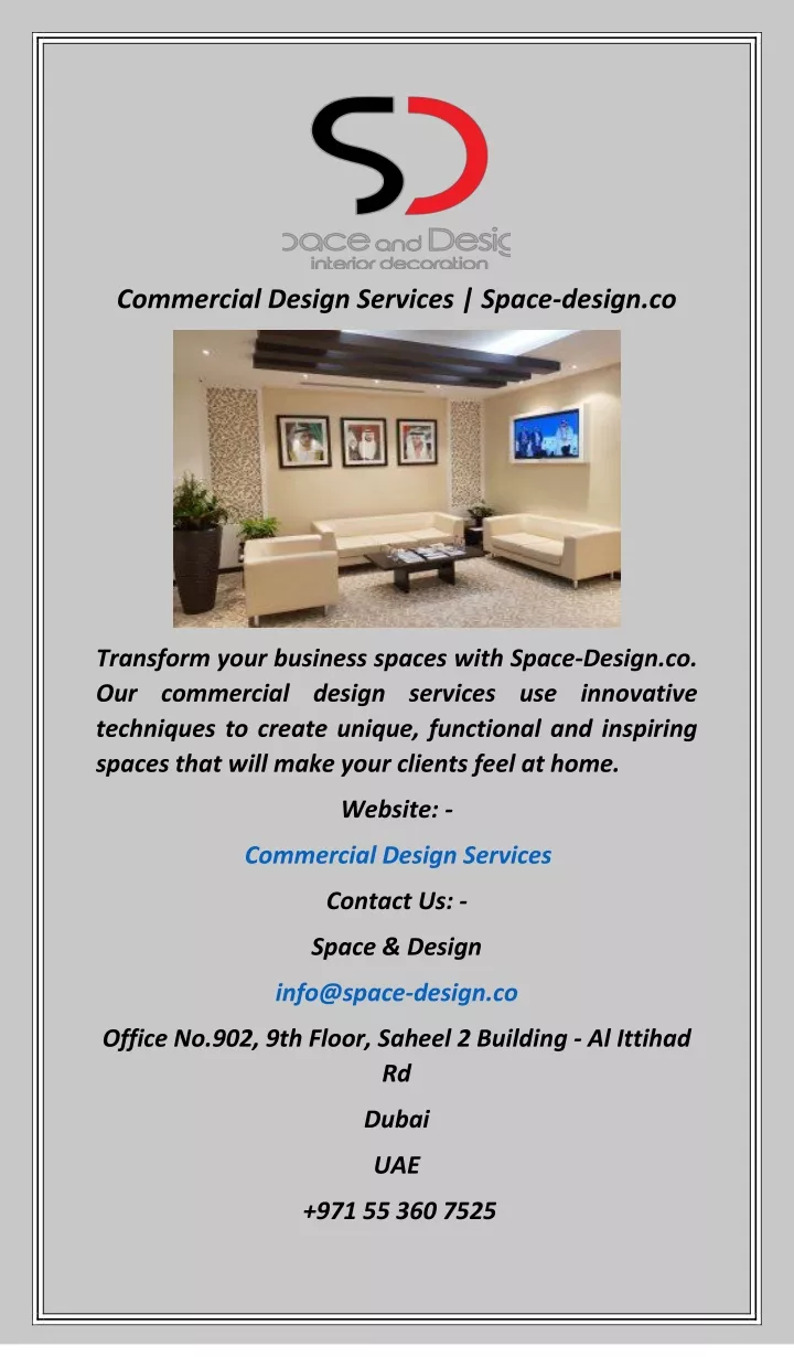 commercial design services space design co