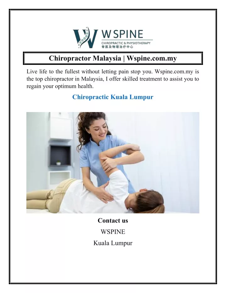 chiropractor malaysia wspine com my