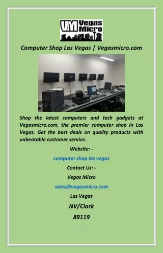 Computer Shop Las Vegas  Vegasmicro