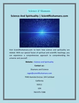 Science And Spirituality  Scientificshamans