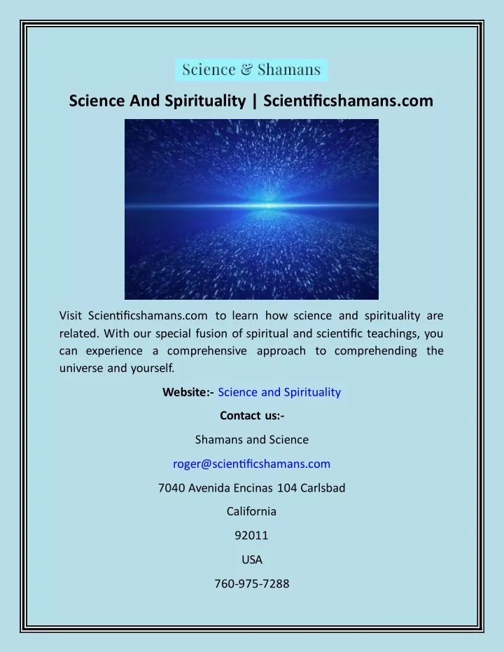 science and spirituality scientificshamans com