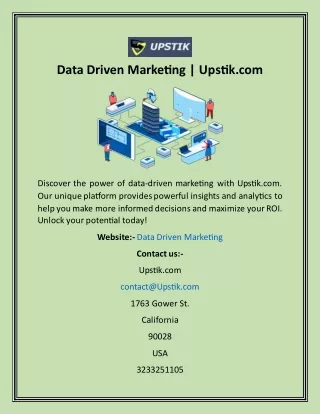 Data Driven Marketing  Upstik