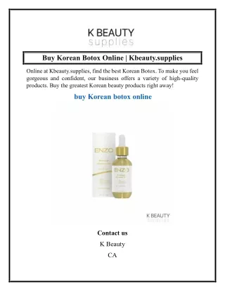 Buy Korean Botox Online  Kbeauty.supplies