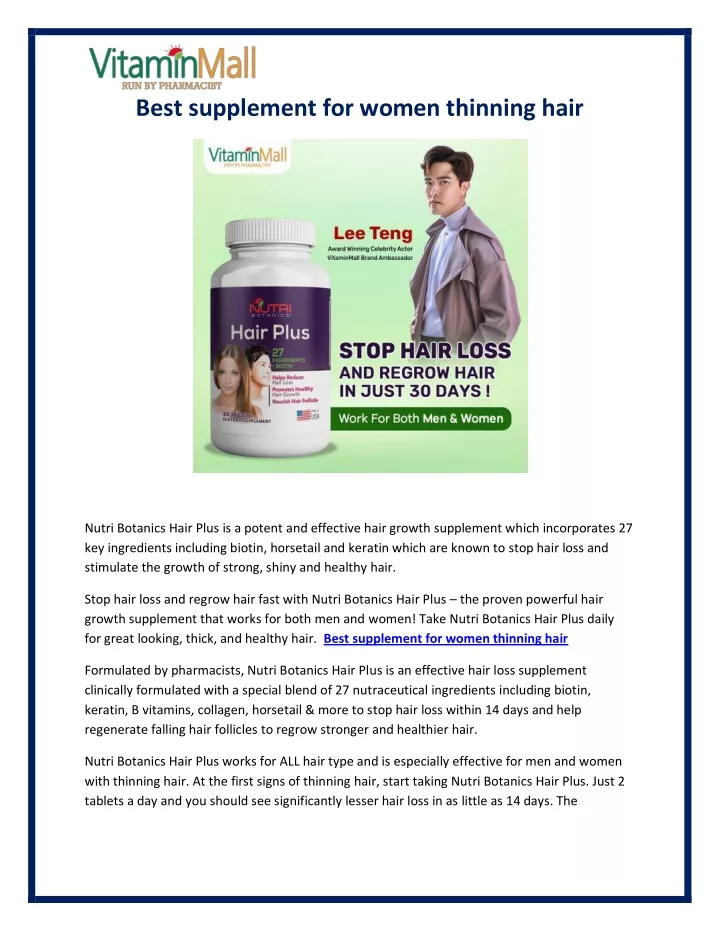best supplement for women thinning hair