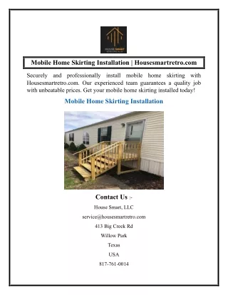 Mobile Home Skirting Installation  Housesmartretro.com