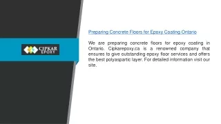 Preparing Concrete Floors For Epoxy Coating Ontario Cipkarepoxy.ca