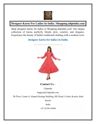 Designer Kurta For Ladies In India  Shopping.ulipindia.com