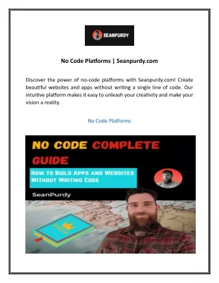 No Code Platforms  Seanpurdy