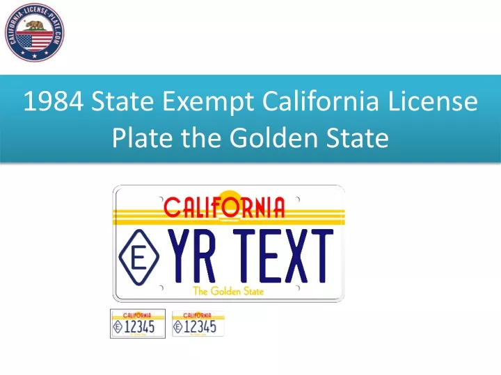 1984 state exempt california license plate the golden state