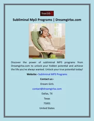Subliminal Mp3 Programs  Dreamgirlsx