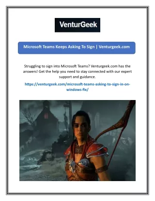 Microsoft Teams Keeps Asking To Sign  Venturgeek.com