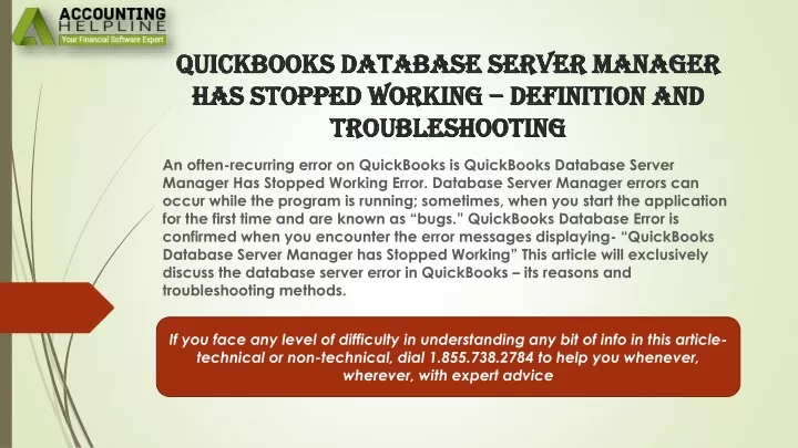 quickbooks database server manager has stopped working definition and troubleshooting