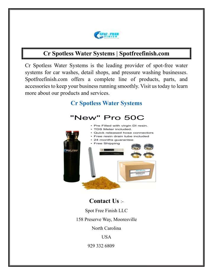 cr spotless water systems spotfreefinish com