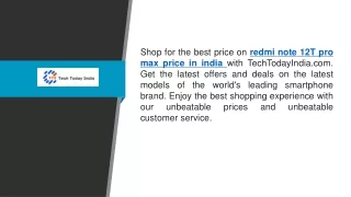 Redmi Note 12t Pro Max Price In India  Techtodayindia.com