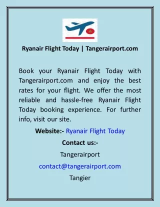 Ryanair Flight Today  Tangerairport