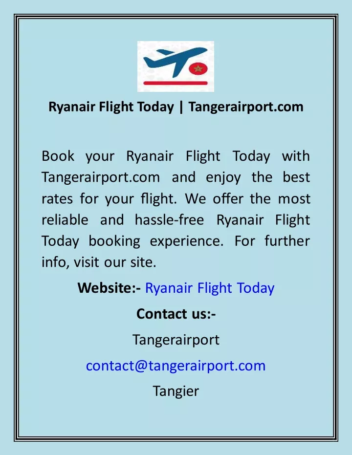 ryanair flight today tangerairport com