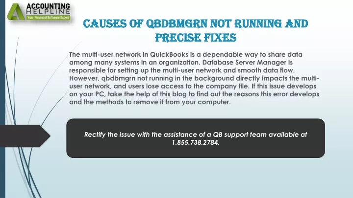 causes of qbdbmgrn not running and precise fixes