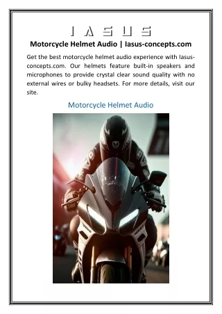 Motorcycle Helmet Audio | Iasus-concepts.com