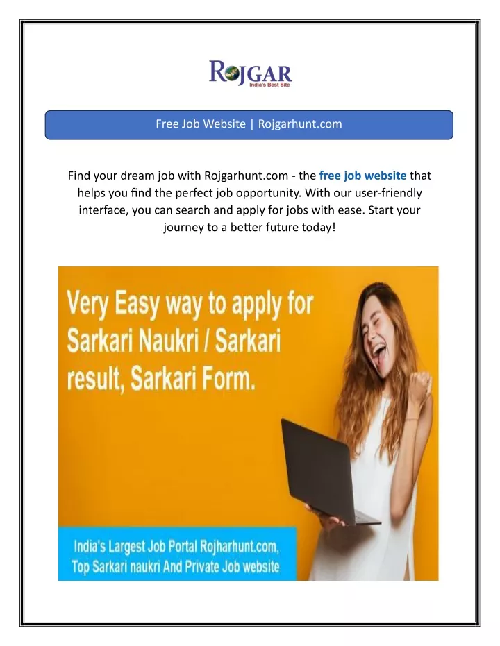 free job website rojgarhunt com