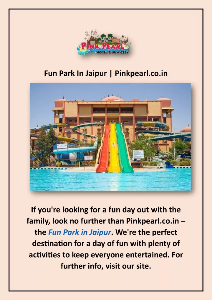 fun park in jaipur pinkpearl co in