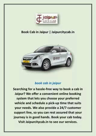 Book Cab in Jaipur | Jaipurcitycab.in