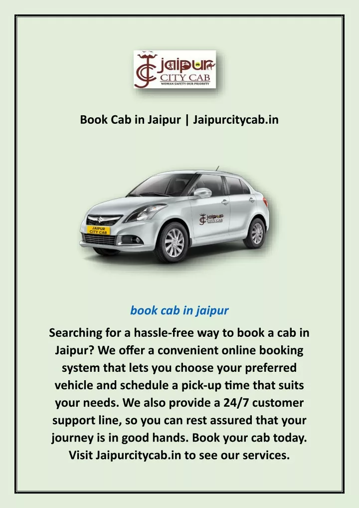 book cab in jaipur jaipurcitycab in