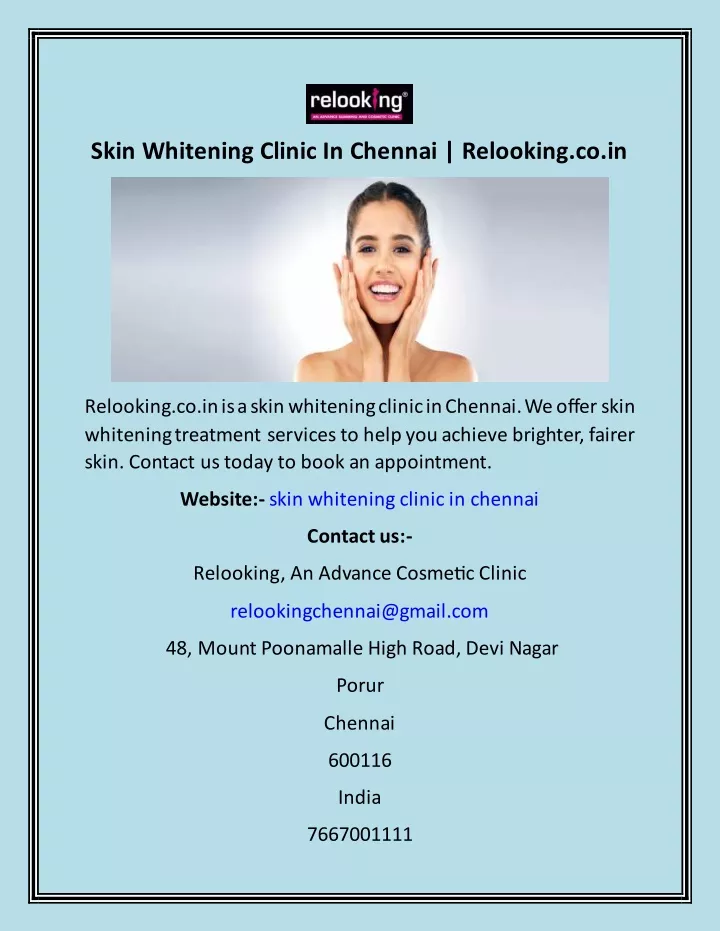 skin whitening clinic in chennai relooking co in