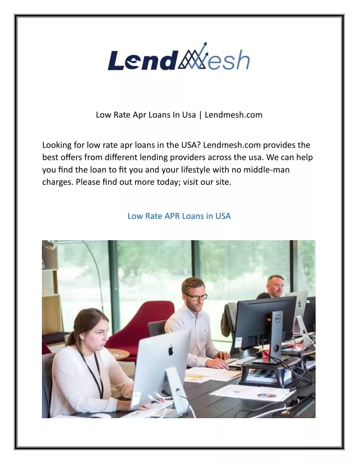 low rate apr loans in usa lendmesh com